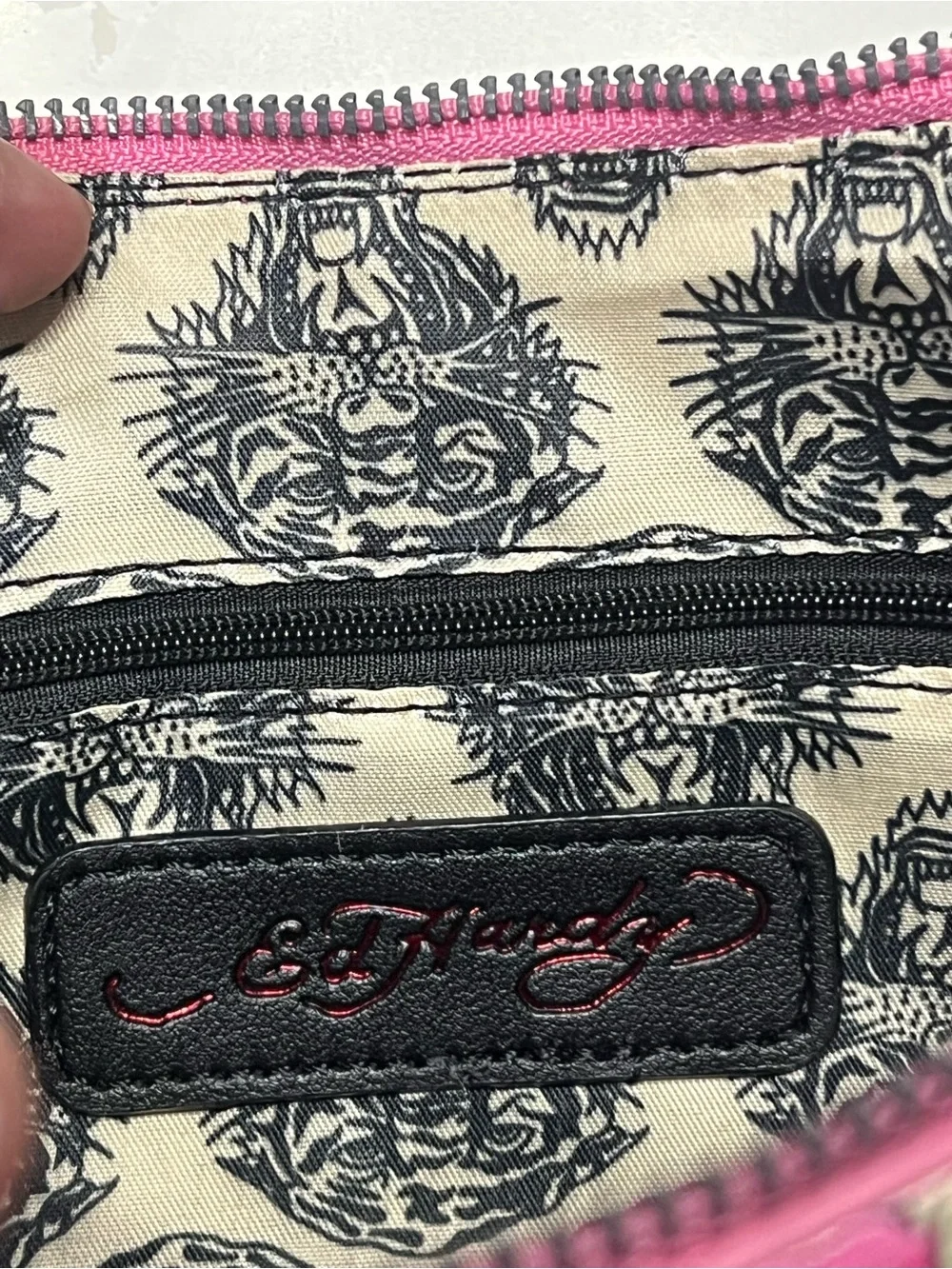 Ed Hardy Love Kills Slowly Pink Shoulder Bag NWT Y2K Skull Purse - Picture 11 of 11